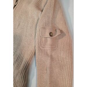 Woolrich Zip Cardigan Sweater Beige Rib Knit Women’s Medium